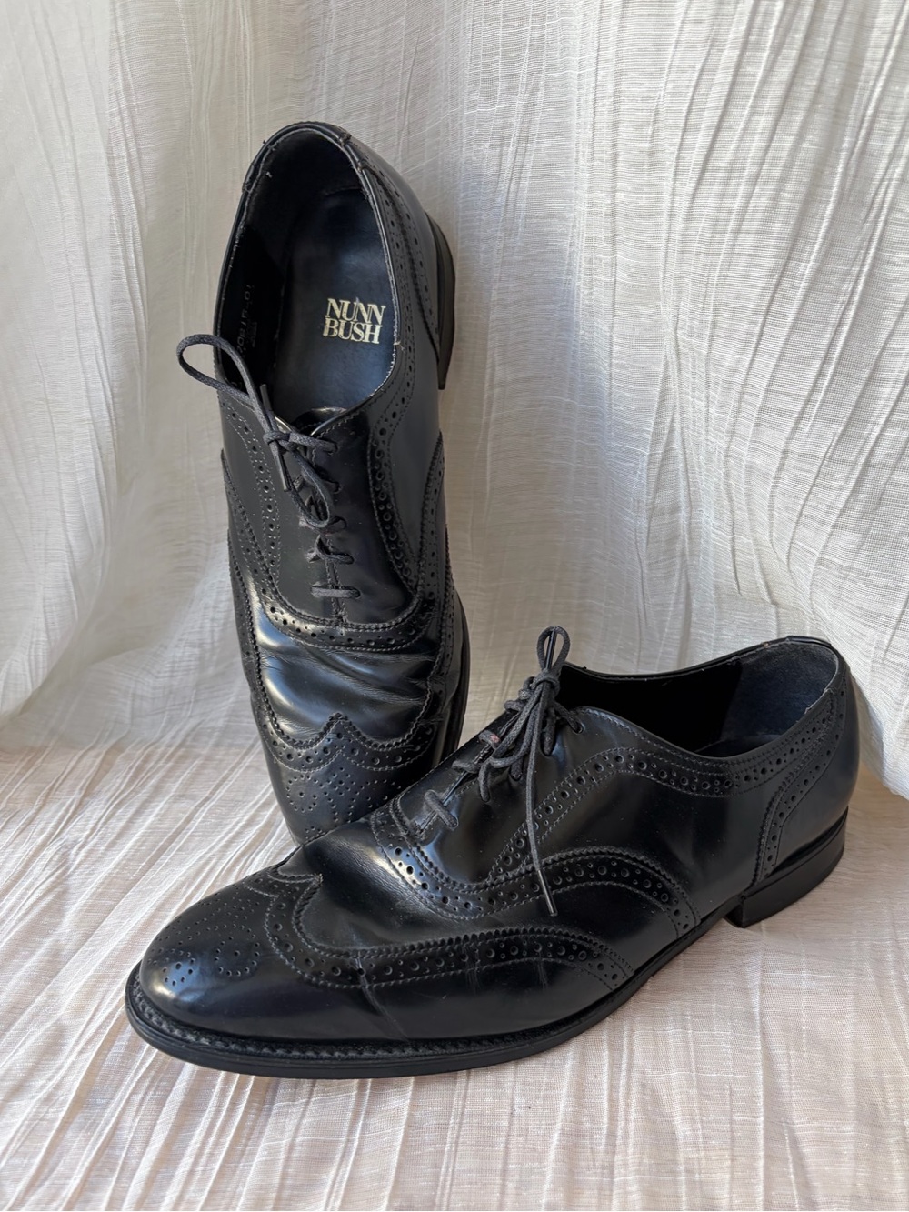 Nunn Bush Black Leather WingtipBrogue Oxfords Men’s Size 11 D Dress Shoe Classic